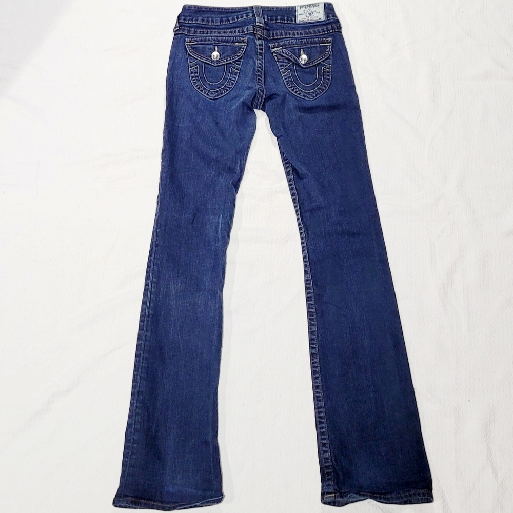 Vintage Y2k True Religion USA Womens Hi Rise Boot Cut Classic Blue Jeans size 28 - Picture 2 of 11